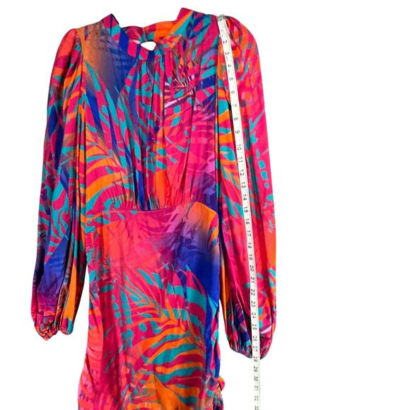 Cosel Draped Mini Dress Womens US 10 Pink Multicolor Tropical Retro Mod Colorful - Picture 11 of 14